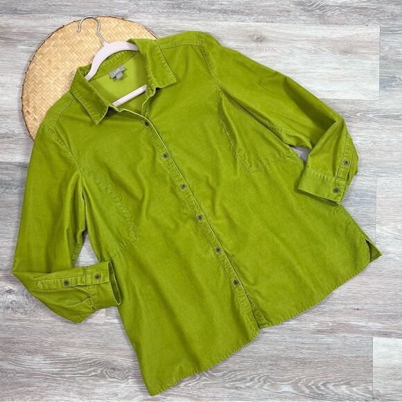J. Jill green corduroy blouse button down - Picture 1 of 8